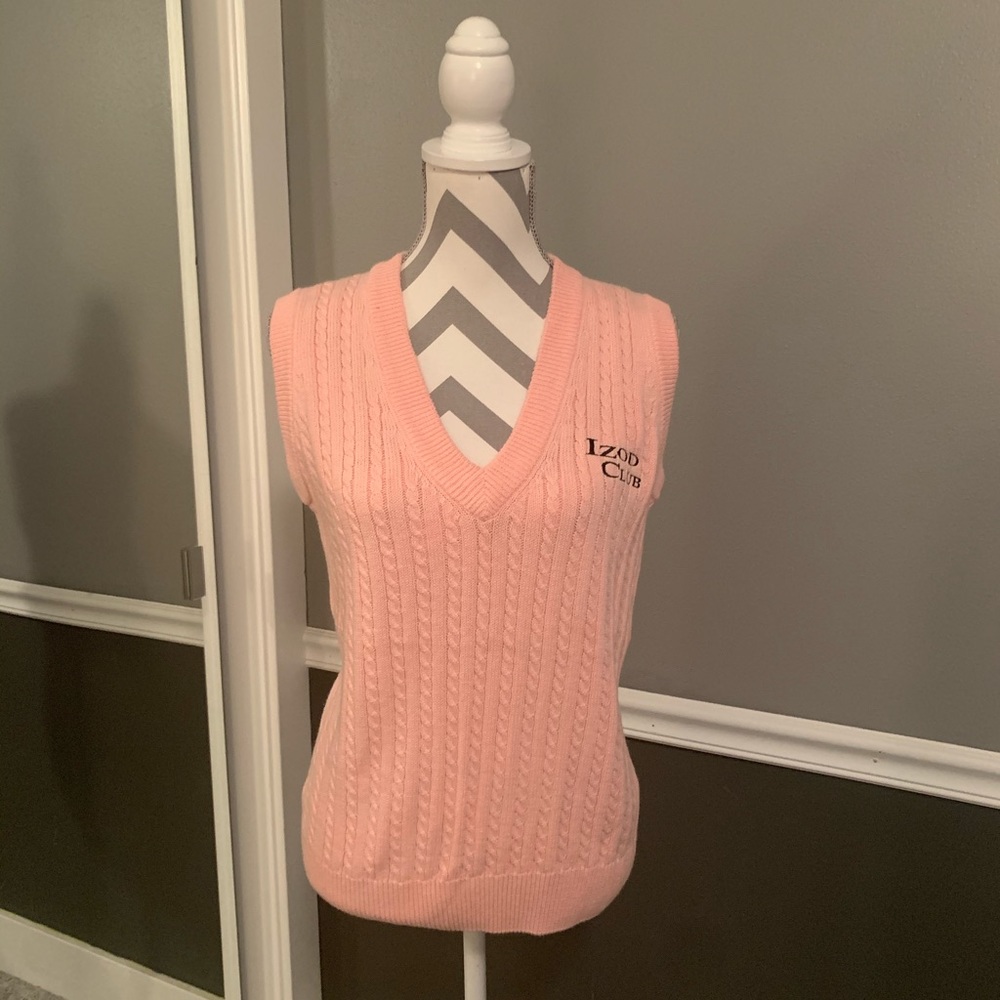 Izod Club Peach Pink Golf Vest Sweater